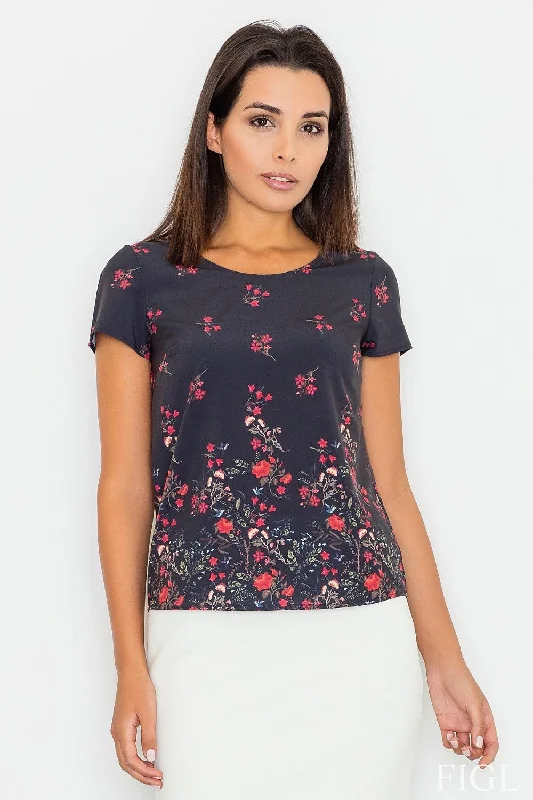 Blouse With Floral Print. Figl Modern Oversized Blouse