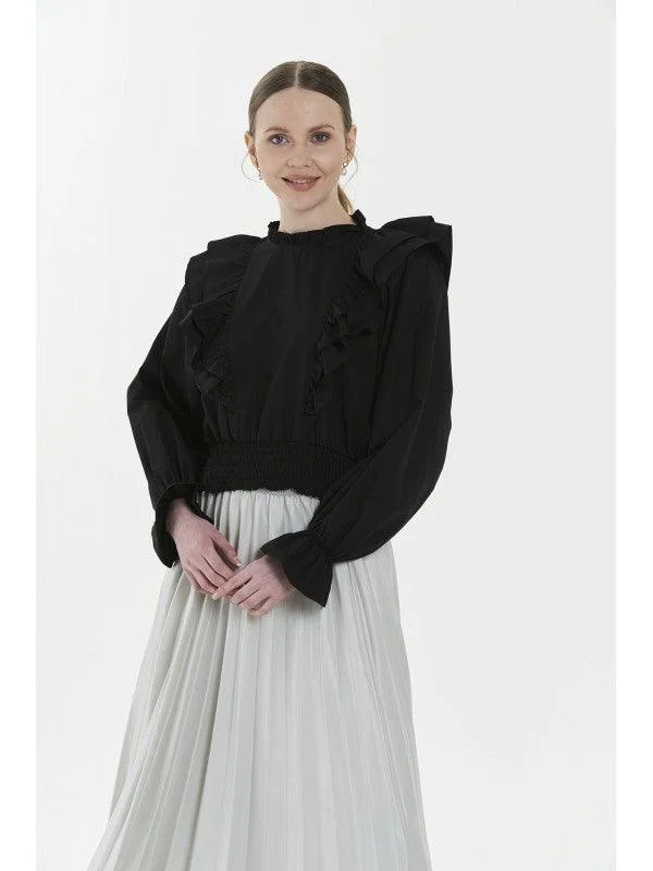 RUFFLED PUFF SLEEVES VIOLA BLOUSE - 3 Peter Pan Blouse