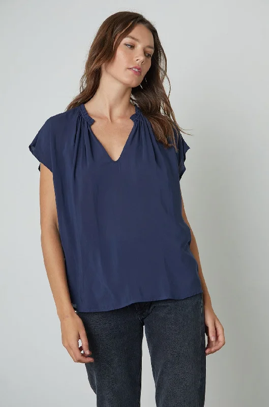 SARENA CAP SLEEVE BLOUSE Peter Pan Blouse