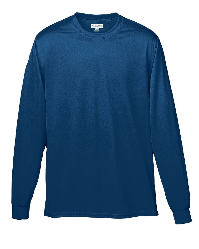 Augusta Long Sleeve Moisture Wicking T-Shirt | Navy Cotton Fabric Linen Fabric Terry Fabric