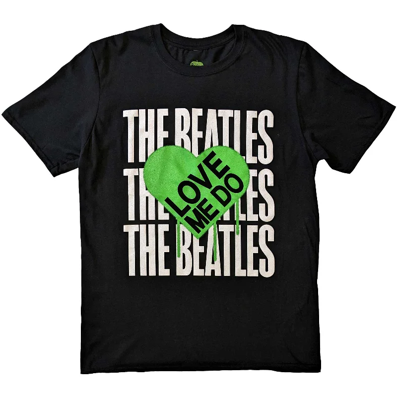 The Beatles | Official Band T-Shirt | Love Me Do Graffiti Heart Satin Fabric Silk Fabric Chiffon Fabric