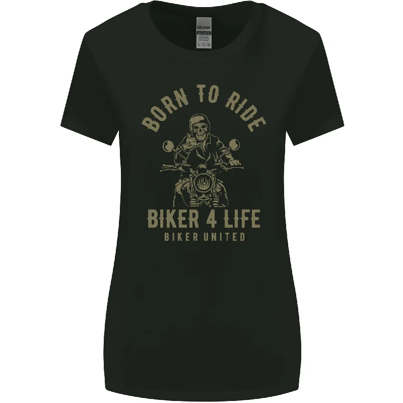 Biker 4 Life Motorbike Motorcycle Skull Womens Wider Cut T-Shirt Oversized T-Shirt Spandex breathable