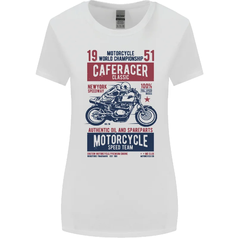 Biker Cafe Racer 1951 Motorbike Motorcycle Womens Wider Cut T-Shirt Iron Safe Non-Iron Wrinkle Free