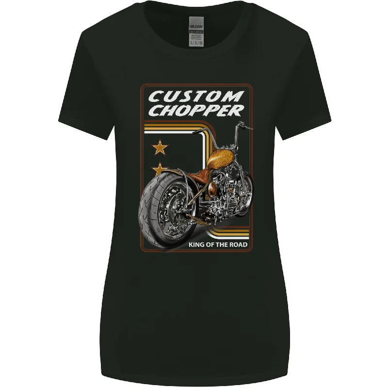 Biker Custom Chopper Motorbike Motorcycle Womens Wider Cut T-Shirt Print Jacquard Patchwork