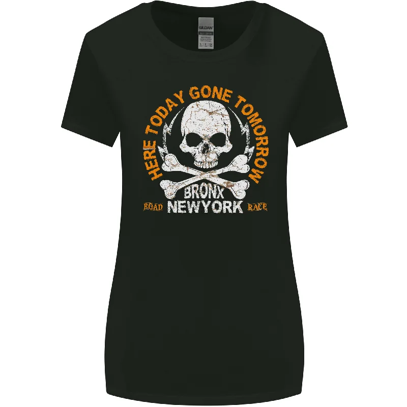 Biker Skull Here Today Motorbike Motorcycle Womens Wider Cut T-Shirt Terry Blend Velvet Blend Canvas Blend