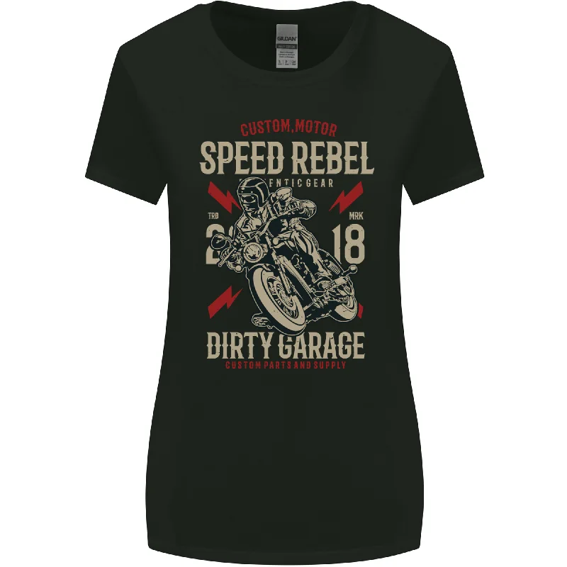 Biker Speed Rebel Motorbike Motorcycle Womens Wider Cut T-Shirt Chenille Blend Fleece Blend Nylon Blend