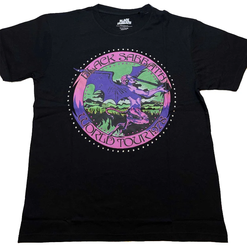 Black Sabbath Kids Embellished T-Shirt: Tour '78 (Diamante) Basic T-Shirt Crew Neck Short Sleeve