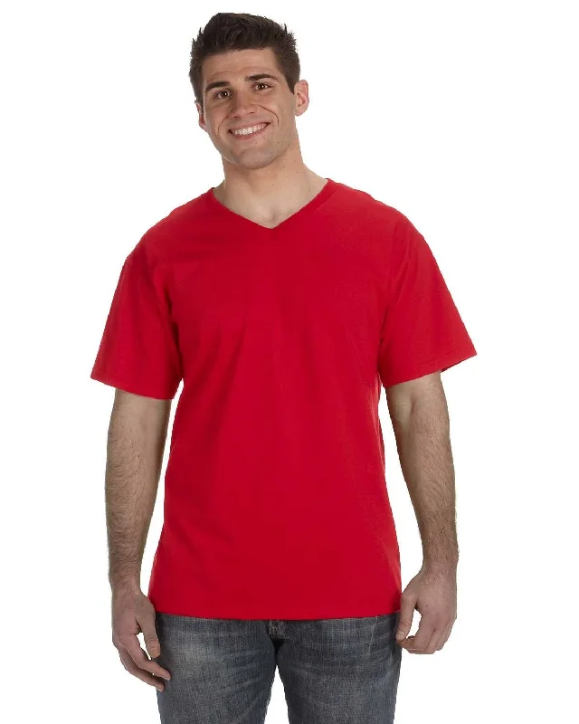 Fruit of the Loom 5 oz. 100% Heavy Cotton HD V-Neck T-Shirt | True Red Layered Multi-layer Single Layer