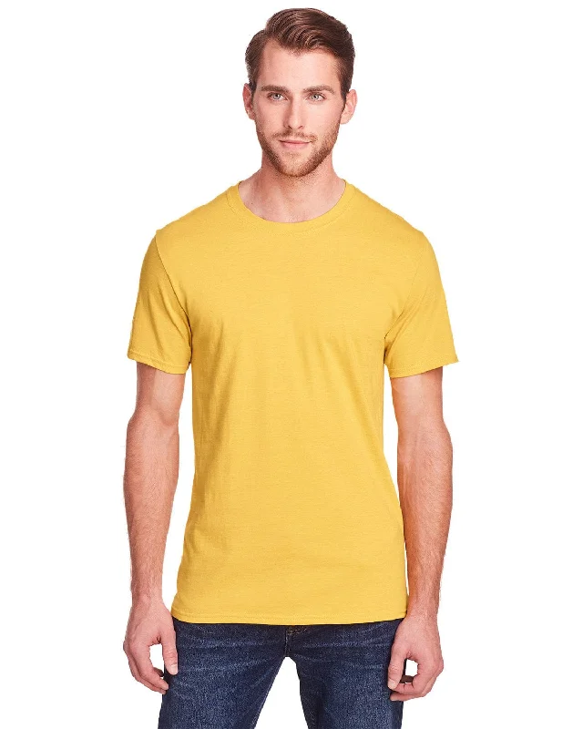 Fruit of the Loom Adult ICONIC T-Shirt | Mustard Heather Solid Print Embellished