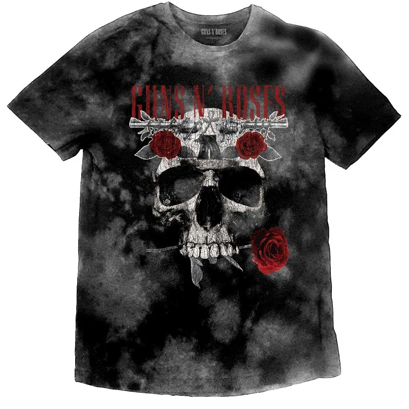 Guns N' Roses Kids T-Shirt: Flower Skull (Wash Collection) Chenille Blend Fleece Blend Nylon Blend