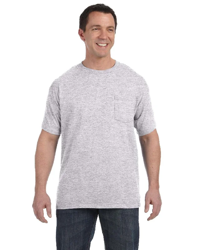 Hanes Authentic-T Pocket T-Shirt | Ash Anti-Shrink Durable Soft