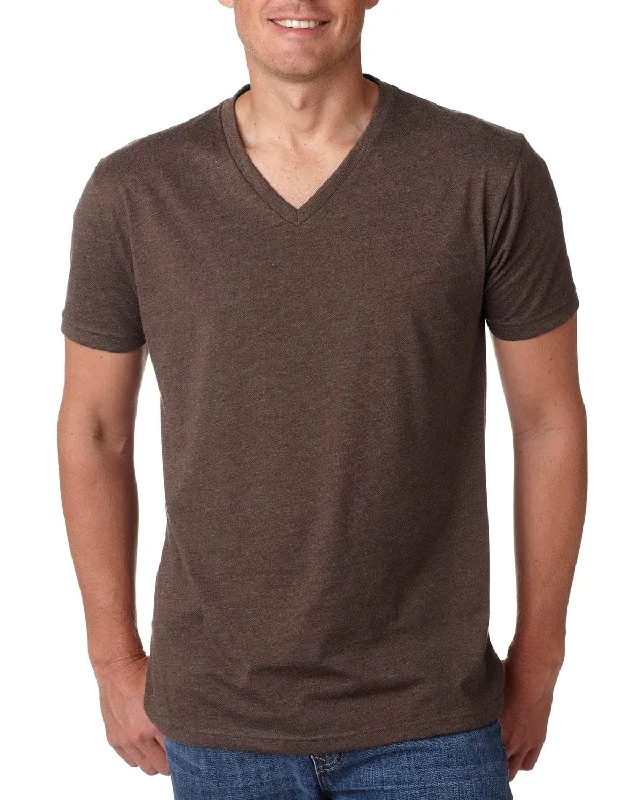 Next Level Mens Premium CVC V-Neck Tee | Espresso Spandex Blend Rayon Blend Denim Blend