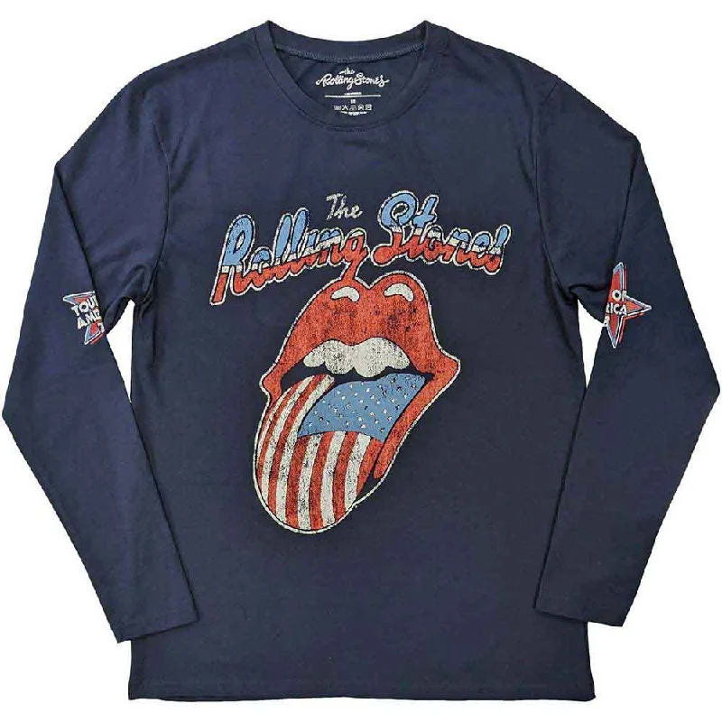 The Rolling Stones | Official Band Long Sleeve T-Shirt | US Tour '78 (Back & Sleeve Print) Thin T-Shirt Open Front Quick Dry