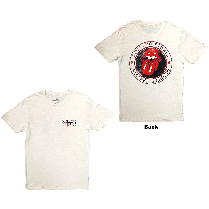 The Rolling Stones | Official Band T-Shirt | Hackney Diamonds Circle Label (Back Print) Graphic Embroidered Appliqued