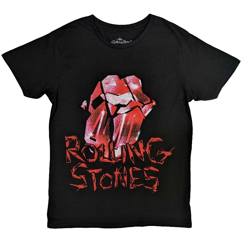 The Rolling Stones | Official Band T-Shirt | Hackney Diamonds Cracked Glass Tongue Handmade Hand-knitted Hand-woven