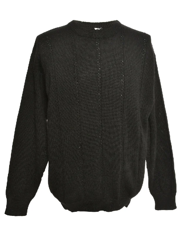 Black Long Sleeved Jumper - M Open Front Closed Front Wrap Front