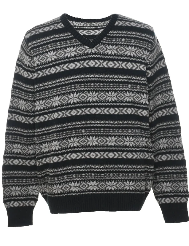 Black Nordic Jumper - M Lightweight Heavyweight Midweight