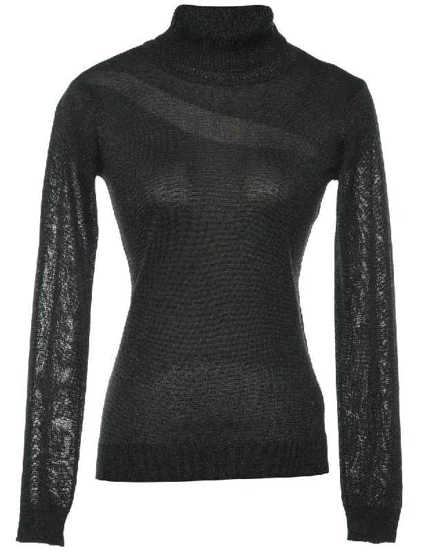 Black Turtleneck Jumper - M Wool Sweater Cotton Sweater Cashmere Sweater