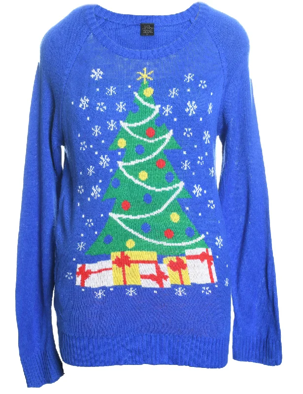 Blue Christmas Jumper - XL Chenille Fabric Brocade Fabric Lace Fabric