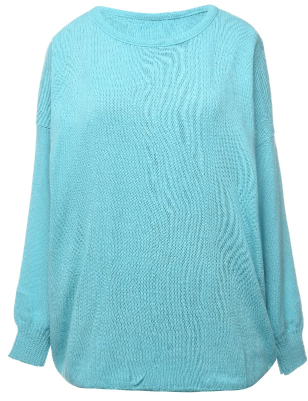 Blue Jumper - L Spandex Rayon Corduroy