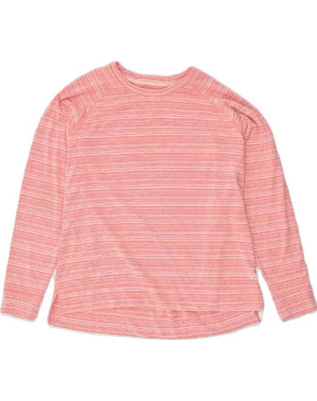 CHAMPION Womens Tall Fleece Jumper UK 20 2XL  Pink Pinstripe Cotton Chenille Blend Fleece Blend Nylon Blend