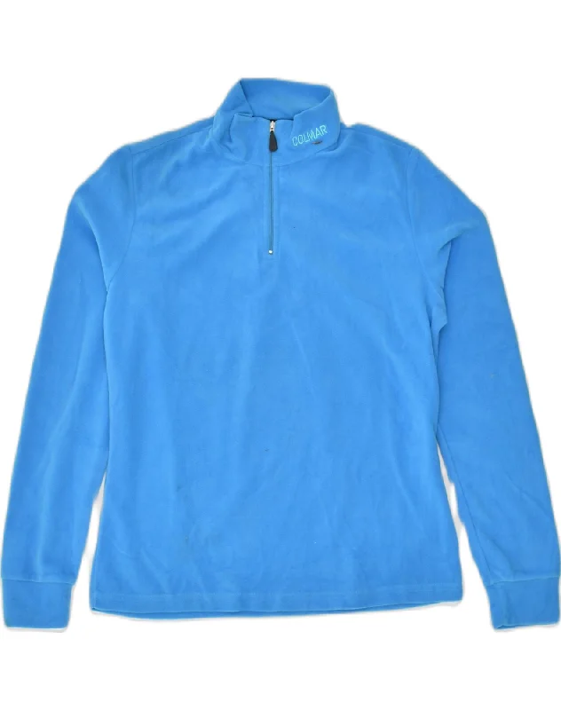 COLMAR Womens Zip Neck Fleece Jumper UK 14 Medium Blue Polyester Neon Metallic Matte