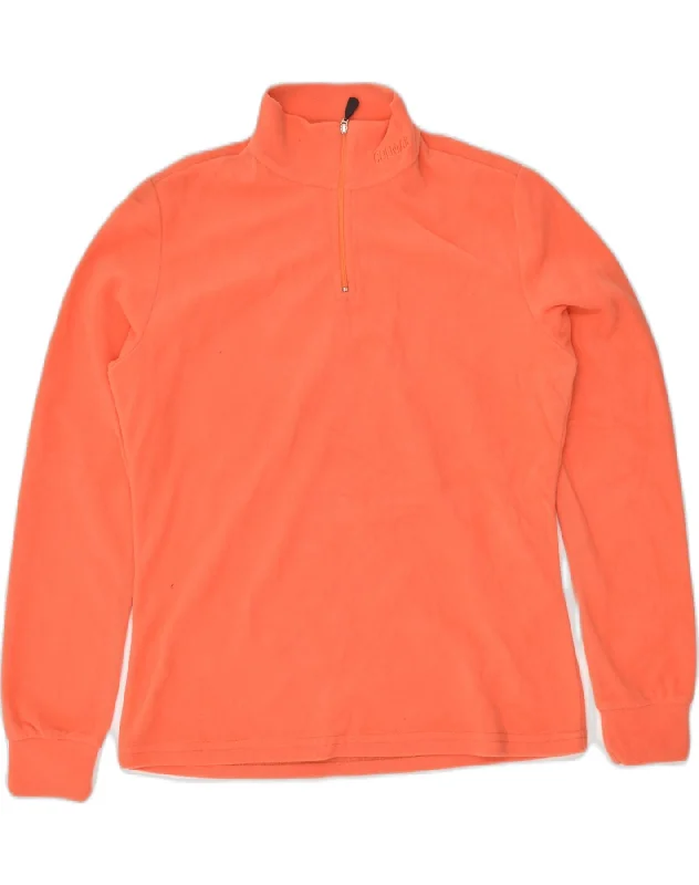 COLMAR Womens Zip Neck Fleece Jumper UK 14 Medium Orange Polyester Thin Thick Dense