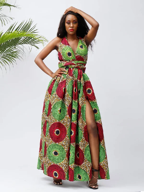 African Ankara Print maxi dresses Trendy Floral Print Maxi Dress