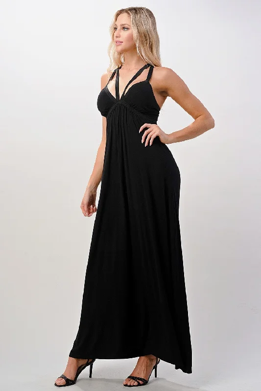 Criss Cross Double Strap Maxi Dress Stylish Empire Waist Maxi Dress