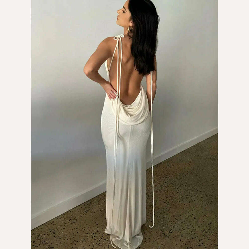 Dulzura Lace Up Backless Maxi Dress For Women Sexy Solid Long Dress 2023 Summer Party Club Evening Outfits Wholesale Items Cozy Spaghetti Strap Maxi Dress