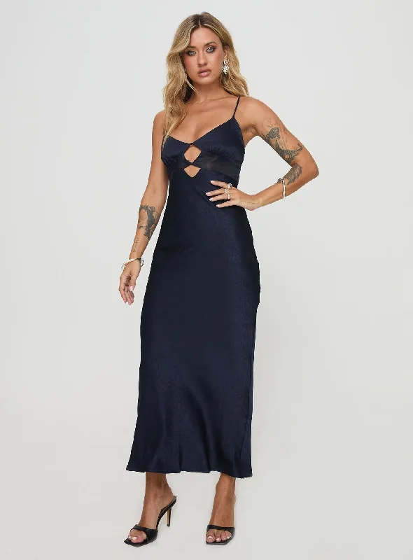 Leroux Maxi Dress Navy Fashionable High-Low Maxi Dress