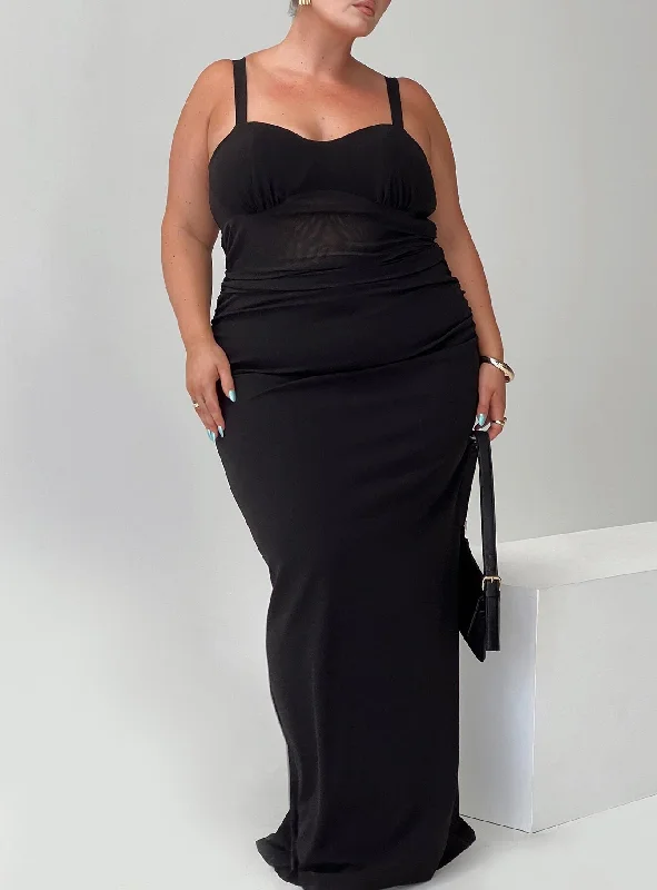 Mazzola Maxi Dress Black Curve Elegant Tiered Maxi Dress