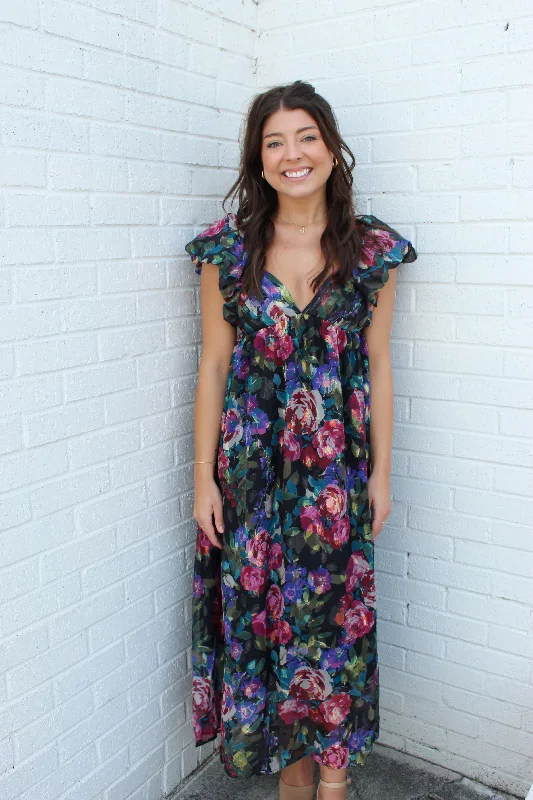 Meet Me In Santorini - Maxi Dress Trendy Floral Print Maxi Dress