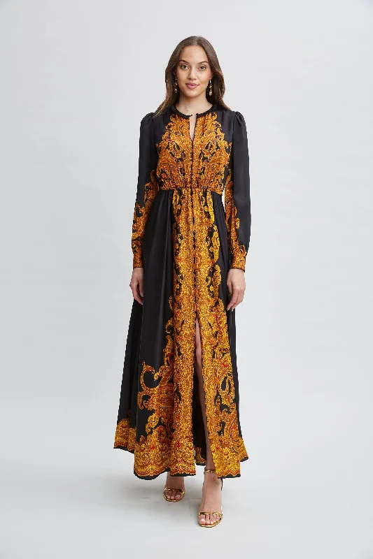 Silk Paisley Maxi Dress Stylish Empire Waist Maxi Dress