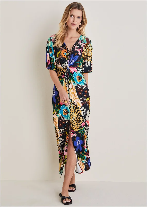 Twist Front Maxi Dress - Viva La Vida Stylish A-Line Maxi Dress