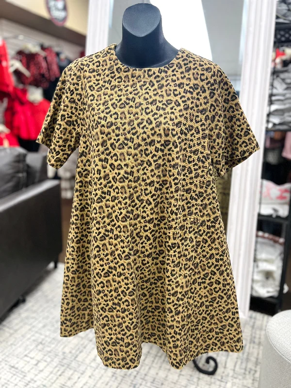 Leopard Print Short Sleeve Mini Dress Cozy Jersey Mini Dress