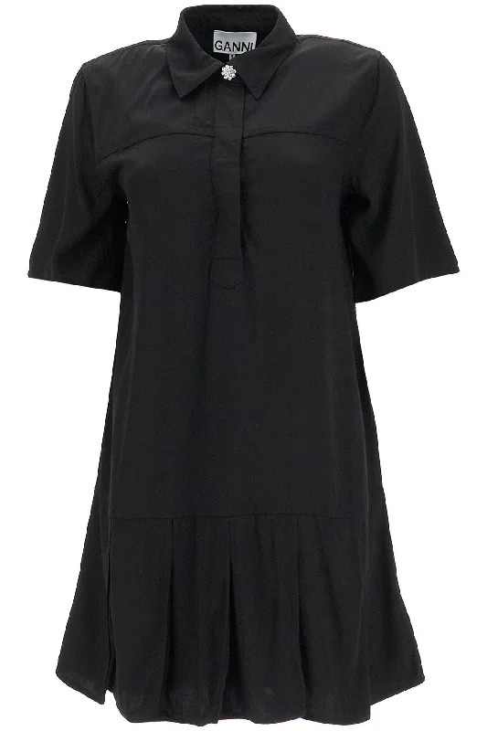 'viscose Mini Dress With  - Black Trendy Crossover Mini Dress