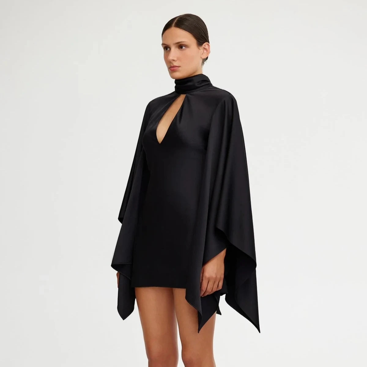 Adriana Long Sleeve Mini Dress | Black Trendy Camisole Mini Dress