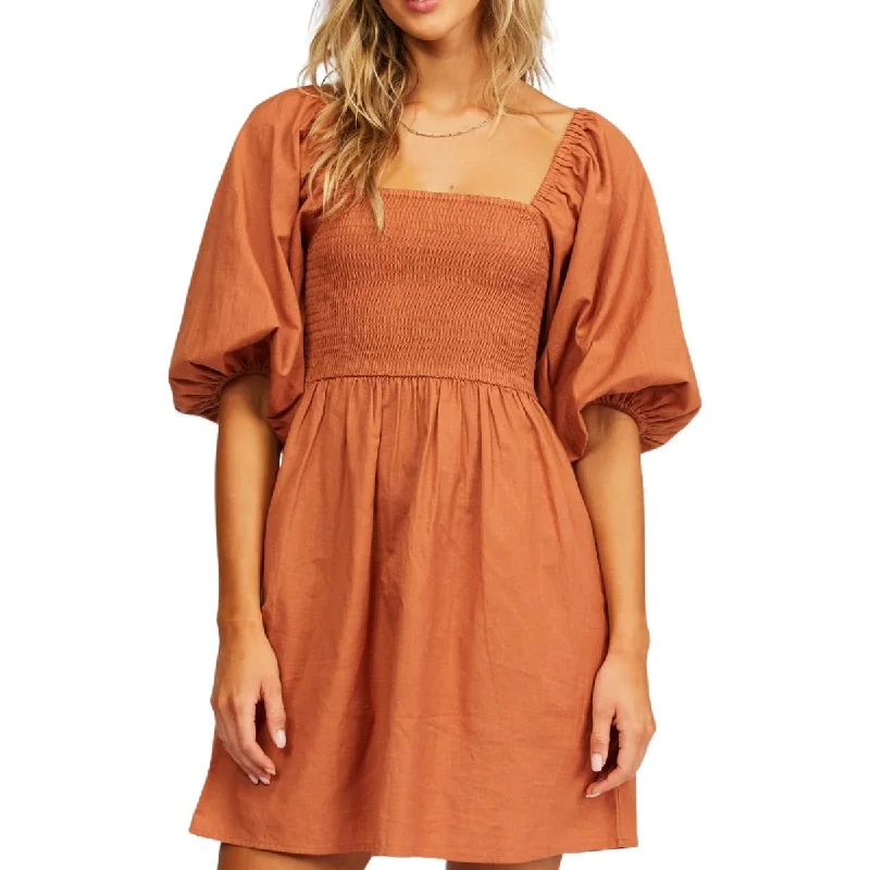 Billabong Paradise Days Mini Dress in Bronze Casual Mini Dress with Pockets