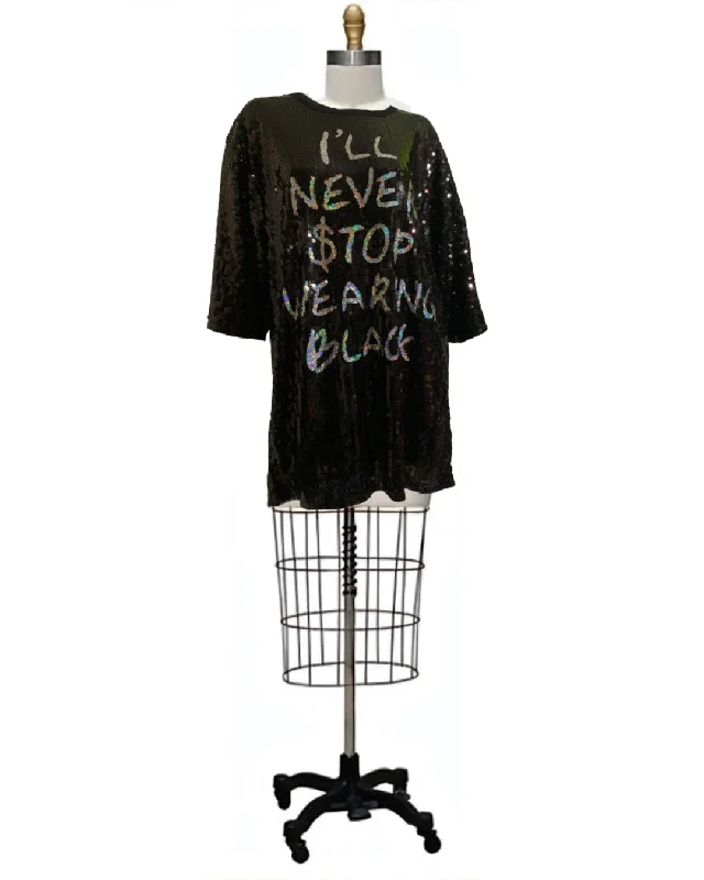 Don't Stop- the I'll Never Stop Wearing Black Sequined Mini Dress Fashionable Mini Dress with Frills