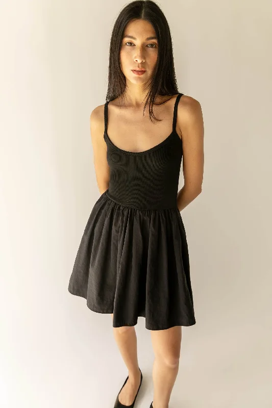 KNIT AND NYLON MINI DRESS Modern Satin Mini Dress