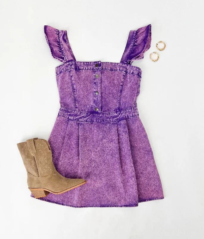 THE TIME IS RIGHT WASHED PURPLE MINI DRESS Classic Shift Mini Dress