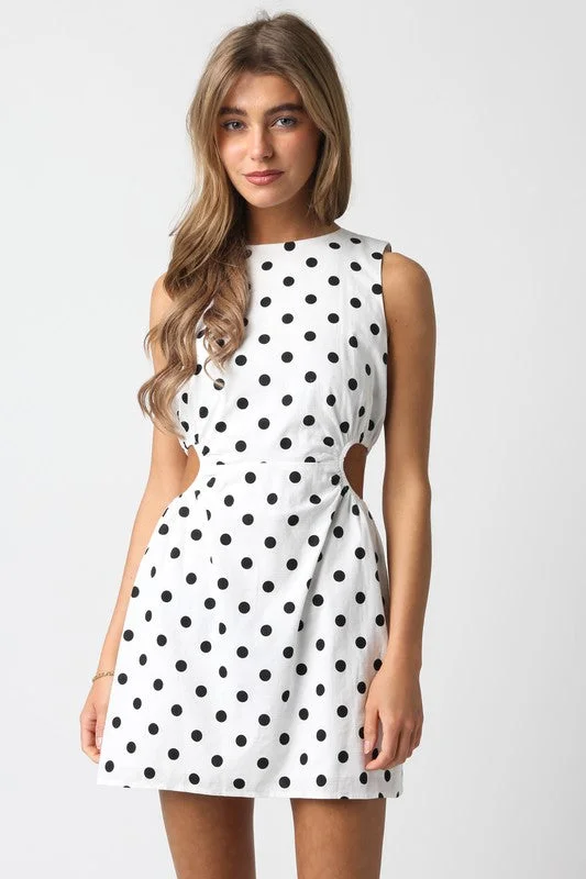 X Marks The Spot Polka Dot Mini Dress Elegant Vintage Mini Dress