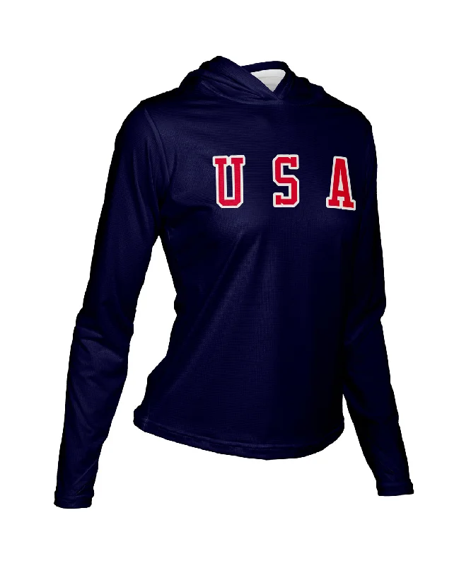 W. ENDURANCE AIR SUN HOODIE - USA Hoodie with Metallic Shiny Futuristic