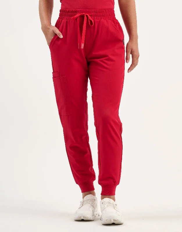 Aspire Jogger Scrub Pants - Cherry Red Comfy Athletic Pants