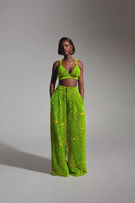 LIZA Sequin Pants in OLIVINE Comfy Athletic Pants