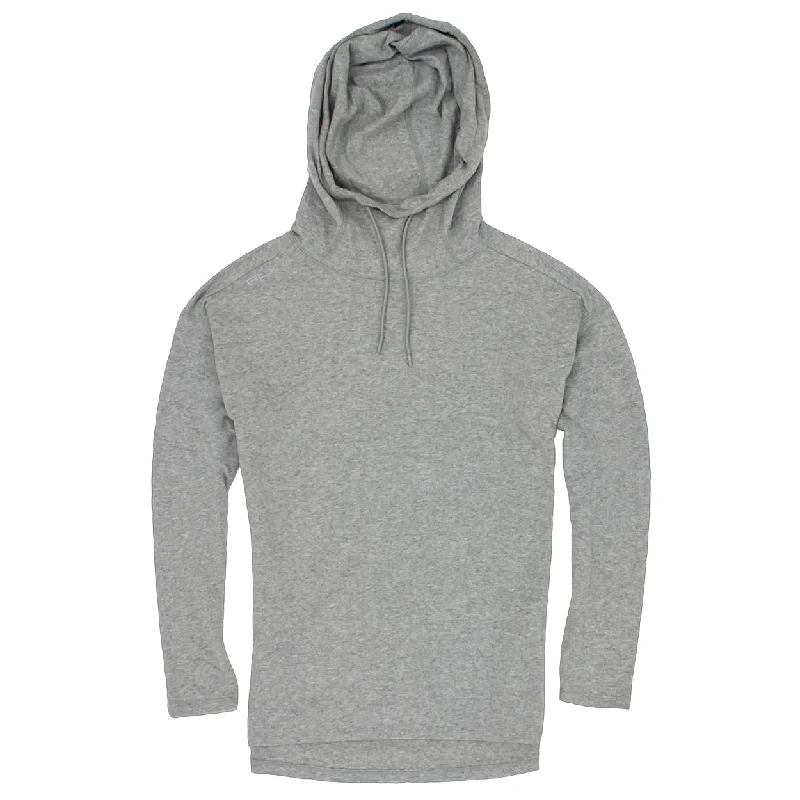 RLX Ralph Lauren Cloud Fleece Light Grey Heather Womens Golf Hoodie Hoodie with Hem Applique Textured Unique