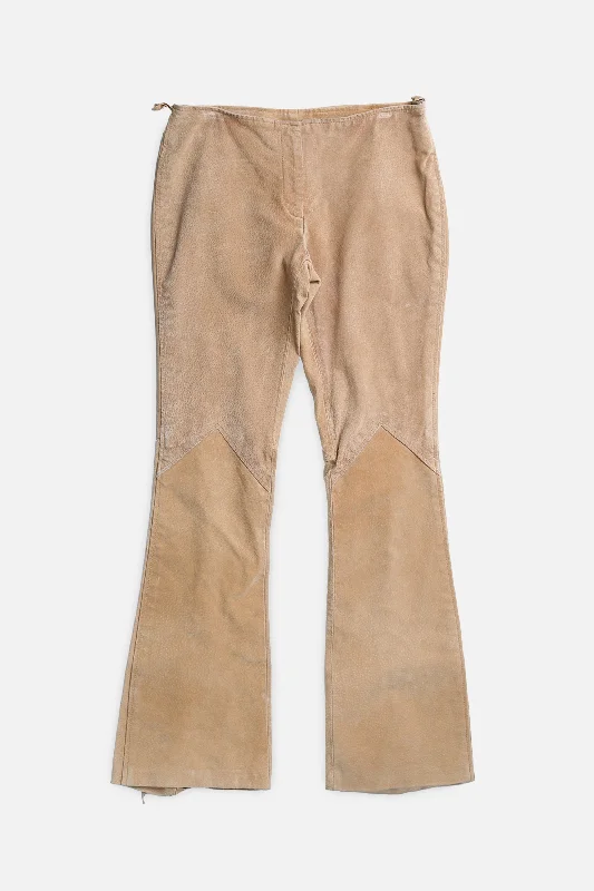 Vintage Low Rise Suede Pants - Women's S Stylish Slim Trousers