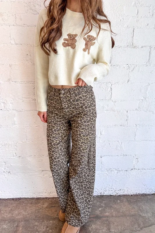 Wide Leg Leopard Pants Cozy Lounge Pants