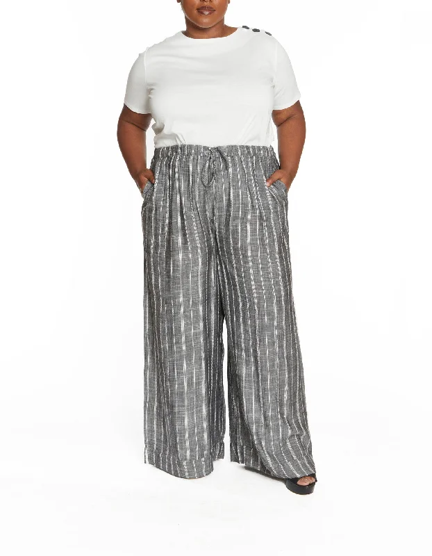 Andy Striped Wide Leg Pants Fashionable Button-Up Pants